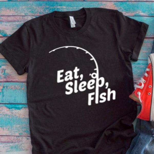 Eat Sleep Fish Black Unisex Short Sleeve T-shirt