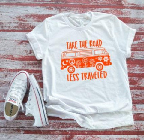 Take The Road Less Traveled Hippie Van, White Short Sleeve T-shirt