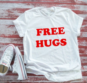 Free Hugs,  Unisex White Short Sleeve T-shirt
