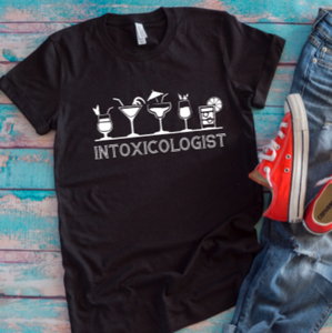 Intoxicologist Drinks Bartender Black Unisex Short Sleeve T-shirt