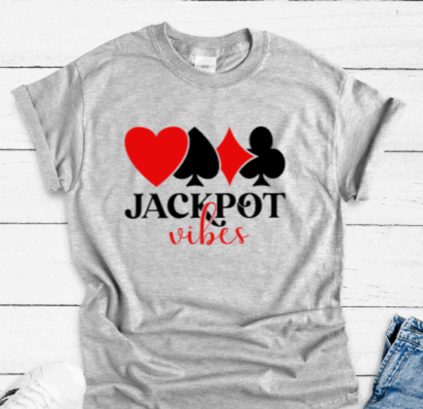 Jackpot Vibes, Casino, Gray Short Sleeve Unisex T-shirt