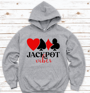 Jackpot Vibes, Casino, Gray Unisex Hoodie Sweatshirt