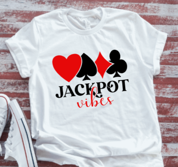 Jackpot Vibes, Casino, Unisex, White, Short-Sleeve T-shirt
