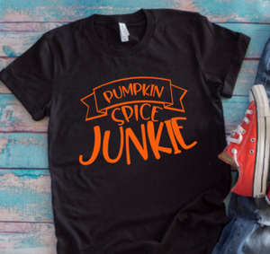 Fall Pumpkin Spice Junkie Black Unisex Short Sleeve T-shirt