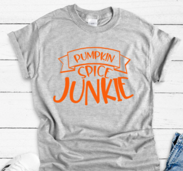 Pumpkin Spice Junkie Fall Gray Unisex Short Sleeve T-shirt
