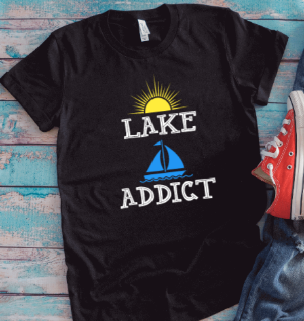 Lake Addict, Black Unisex Short Sleeve T-shirt