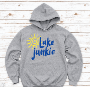 Lake Junkie, Gray Unisex Hoodie Sweatshirt