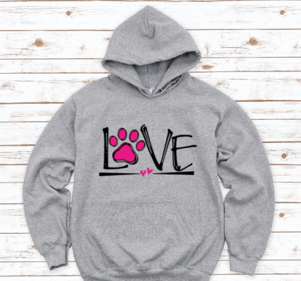 Dog Love Gray Unisex Hoodie Sweatshirt