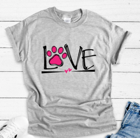 Dog Love Unisex Gray Short Sleeve T-shirt