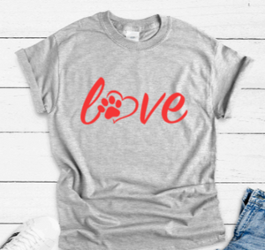Dog Love Paw Gray Unisex Short Sleeve T-shirt