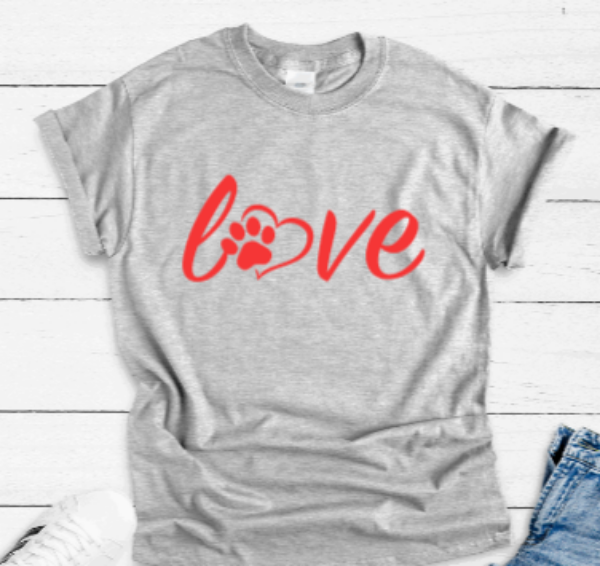 Dog Love Paw Gray Unisex Short Sleeve T-shirt