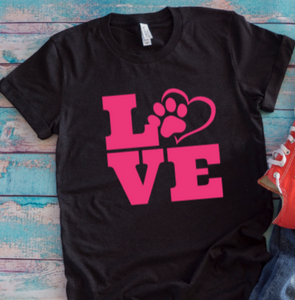 Dog Love Heart Black Unisex Short Sleeve T-shirt