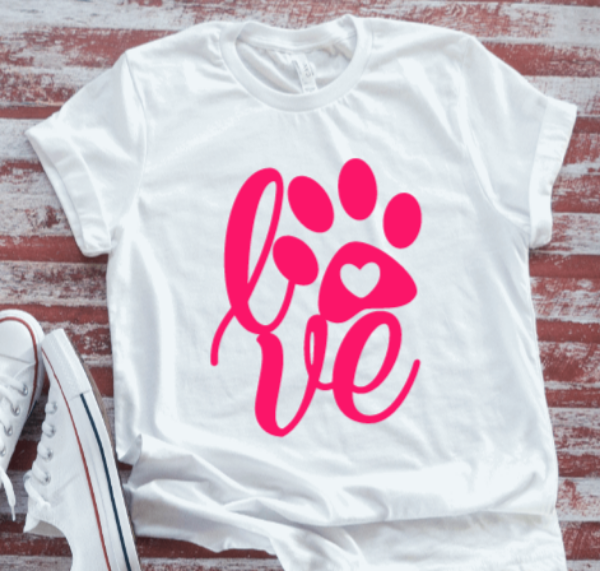 Paw Print Love  White T-shirt