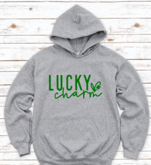 Lucky Charm, St. Patrick's Day, Gray Unisex Hoodie Sweatshirt