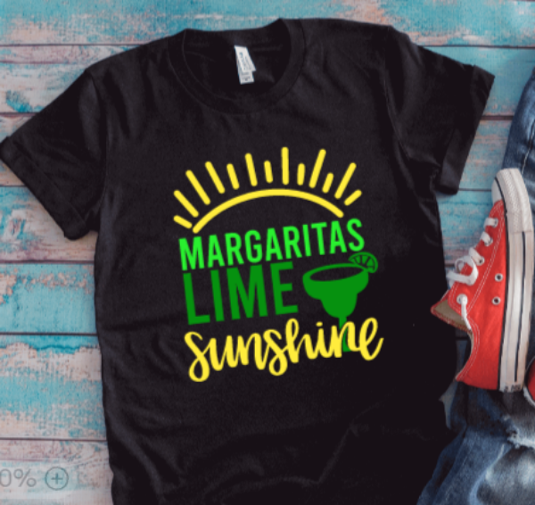 Margaritas, Lime, and Sunshine, Unisex Black Short Sleeve T-shirt
