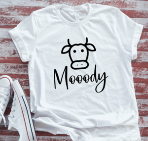 Mooody, Moody Cow, Unisex, White Short Sleeve T-shirt