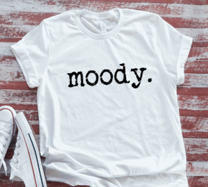 Moody, White Short Sleeve T-shirt