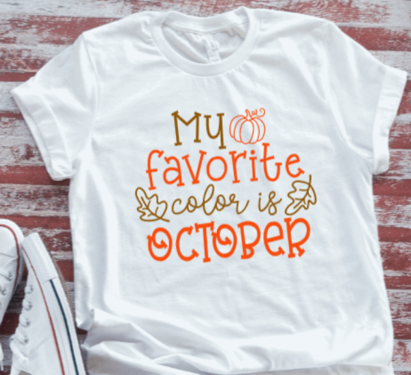 My Favorite Color is October, Fall Season, Unisex, Soft White Short Sleeve T-shirt