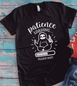 Patience Loading, Please Wait, Sloth, Black Unisex Short Sleeve T-shirt