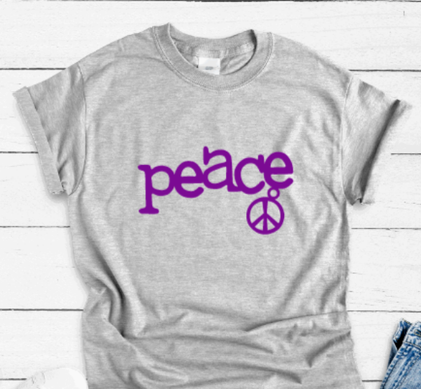 Peace, Gray Short Sleeve T-shirt