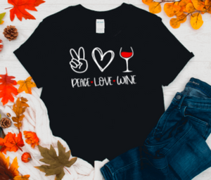 peace love wine black t shirt