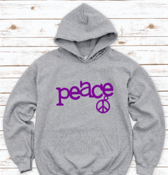 Peace, Gray Unisex Hoodie Sweatshirt