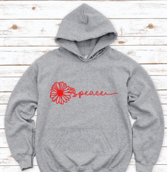 Peace Flower, Gray Unisex Hoodie Sweatshirt