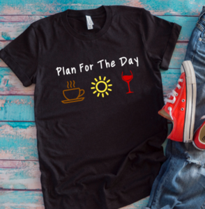 plan for the day black t-shirt