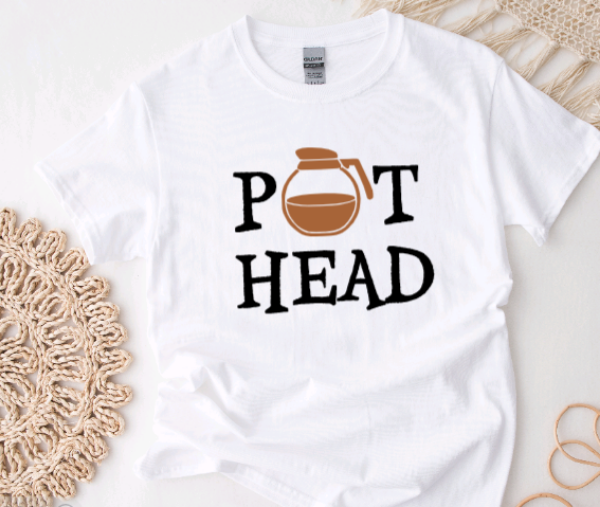 Pot Head, Coffee, White Unisex Short Sleeve T-shirt