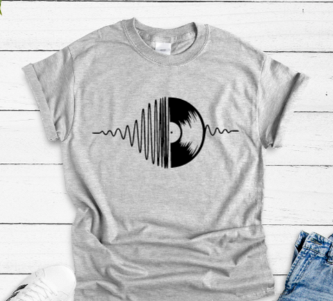 Vinyl Record Music Gray Unisex Short Sleeve T-shirt