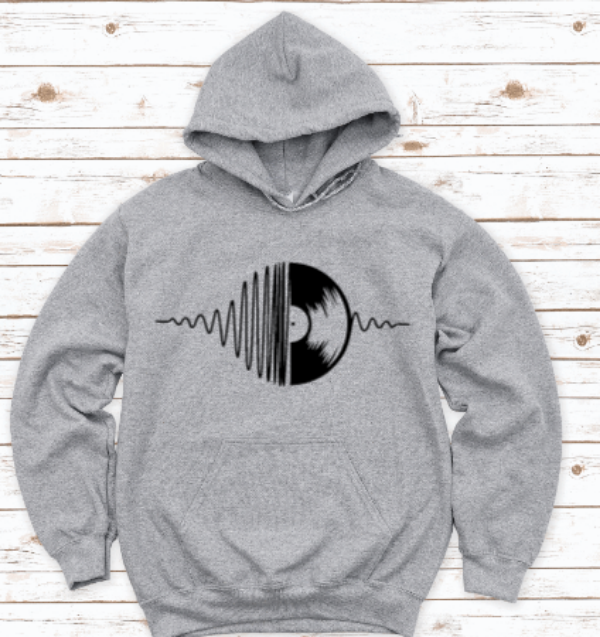 Vinyl Record Music Gray Unisex Hoodie Sweatshirt