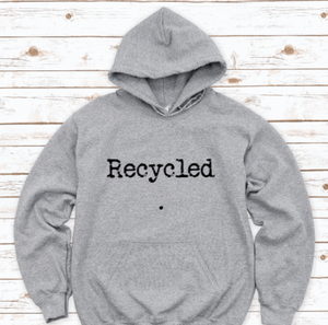 Recycled, Gray Unisex Hoodie Sweatshirt