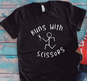 Runs With Scissors, Black Unisex Short Sleeve T-shirt