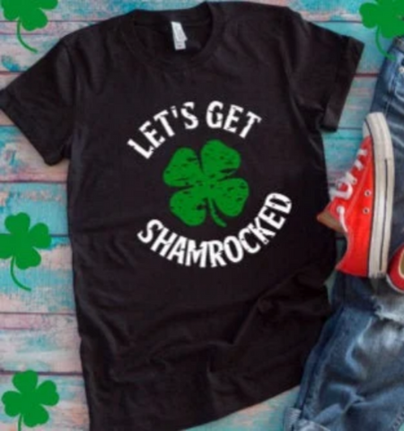 Let's Get Shamrocked St. Patrick's Day, Black, Unisex Short Sleeve T-shirt