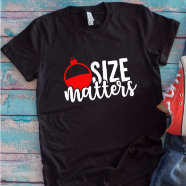 Size Matters Fishing Black Unisex Short Sleeve T-shirt