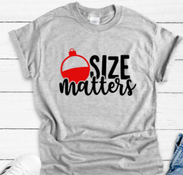 Size Matters Fishing Gray Unisex Short Sleeve T-shirt