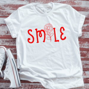 Smile Flower Unisex  White Short Sleeve T-shirt
