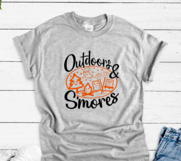 Outdoors & S'mores,,White Short Sleeve T-shirt
