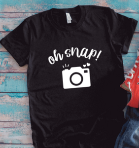 Oh Snap, Camera, Photographer, Black Unisex Short Sleeve T-shirt