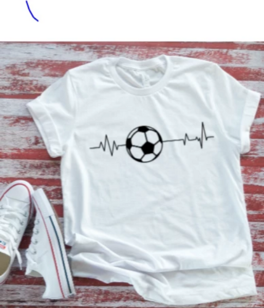 Soccer Ball Heartbeat  White Short Sleeve T-Shirt