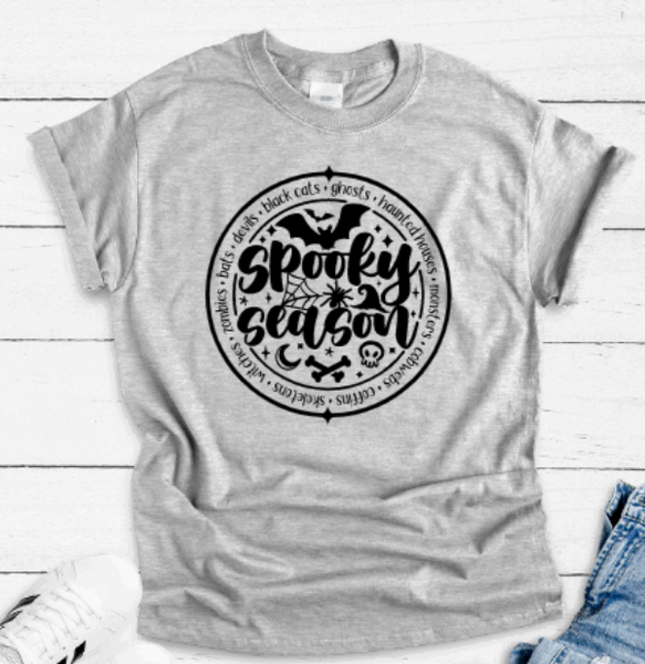 Spooky Season, Halloween Gray Unisex Short Sleeve T-shirt