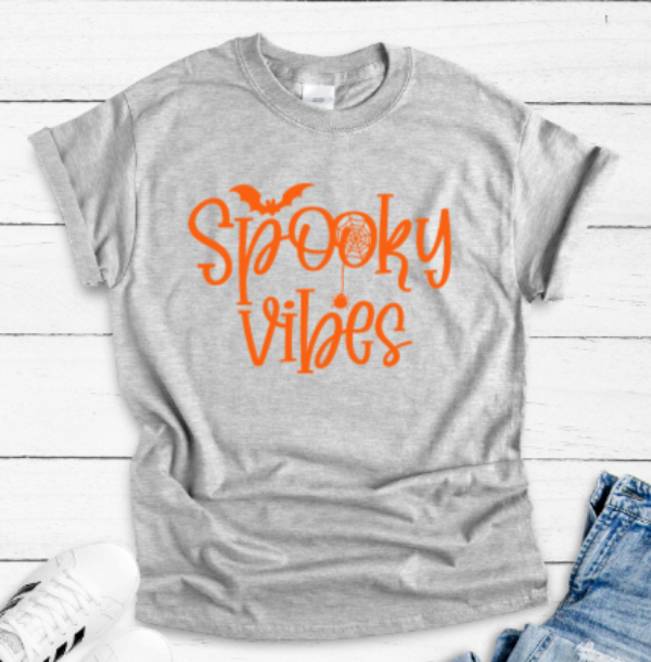 Spooky Vibes Halloween Gray Unisex Short Sleeve T-shirt