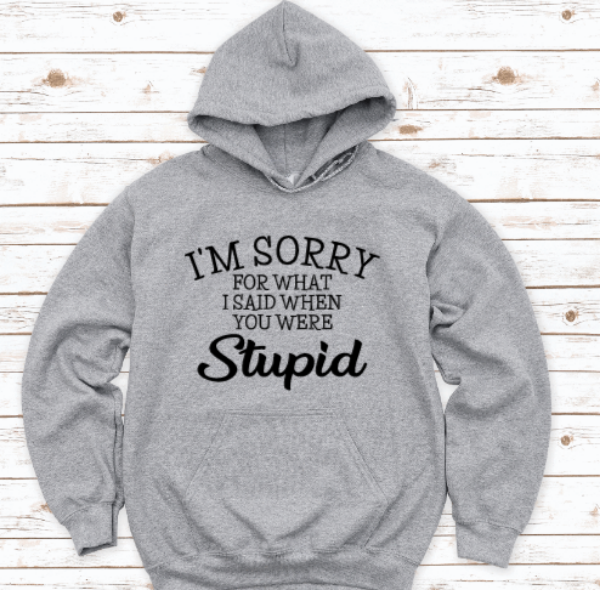 I'm Sorry For What I Said When You Were Stupid, Gray Unisex Hoodie Sweatshirt