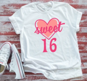 sweet 16 birthday white t-shirt