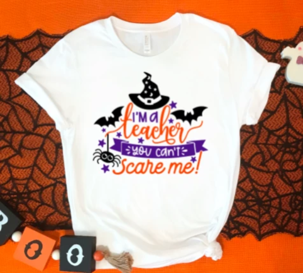 i'm a teacher you can't scare me white t-shirt