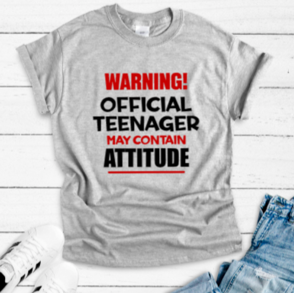 warning official teenager may contain attitude birthday gray t shirt