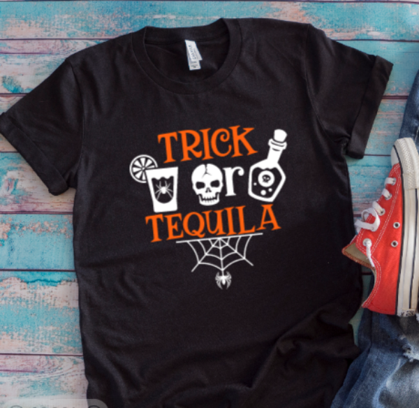 Trick or Tequila, Halloween Black Unisex Short Sleeve T-shirt