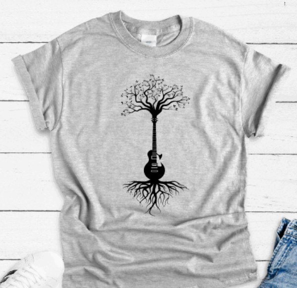 Guitar Tree, Gray Short Sleeve T-shirt