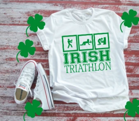 St. Patrick's Day Irish Triathlon, Unisex White Short Sleeve T-shirt