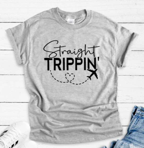 Straight Trippin, Gray Short Sleeve T-shirt
